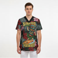 Hawaii Tiki Surfing Scrub Top Mele Kalikimaka i Iulai!