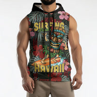 Hawaii Tiki Surfing Sleeveless Zip Hoodie Mele Kalikimaka i Iulai!