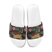 Hawaii Tiki Surfing Slide Sandals Mele Kalikimaka i Iulai! LT9 Black - Polynesian Pride