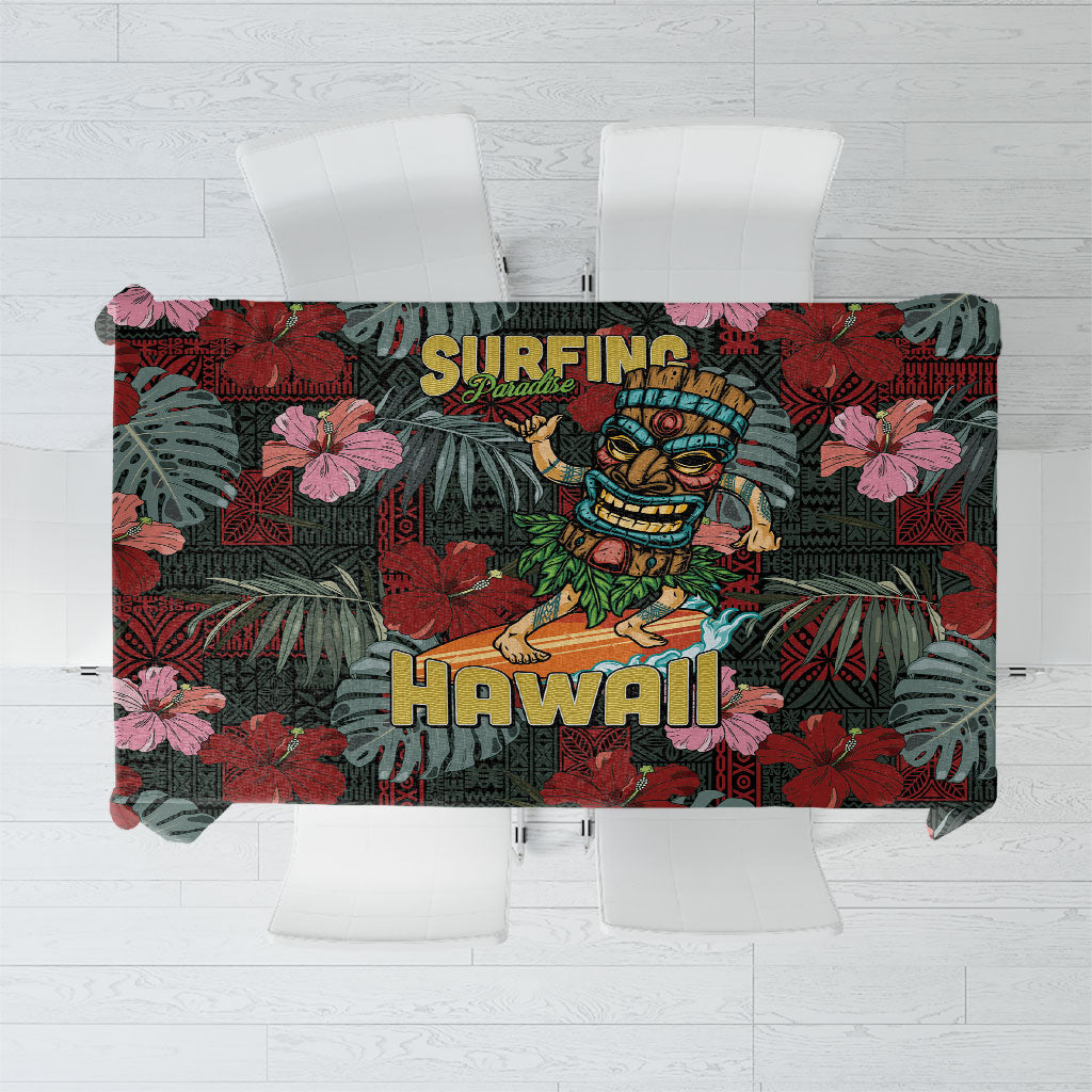 Hawaii Tiki Surfing Tablecloth Mele Kalikimaka i Iulai!