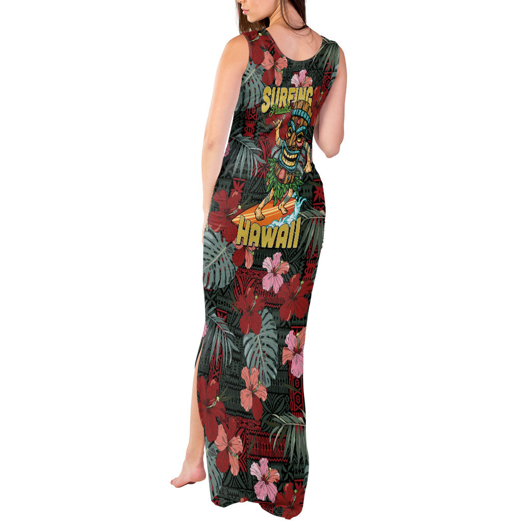 Hawaii Tiki Surfing Tank Maxi Dress Mele Kalikimaka i Iulai!
