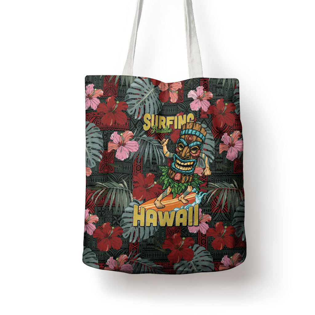 Hawaii Tiki Surfing Tote Bag Mele Kalikimaka i Iulai! LT9 - Polynesian Pride