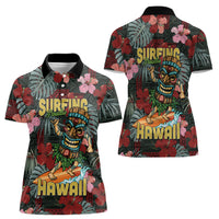 Hawaii Tiki Surfing Women Polo Shirt Mele Kalikimaka i Iulai!