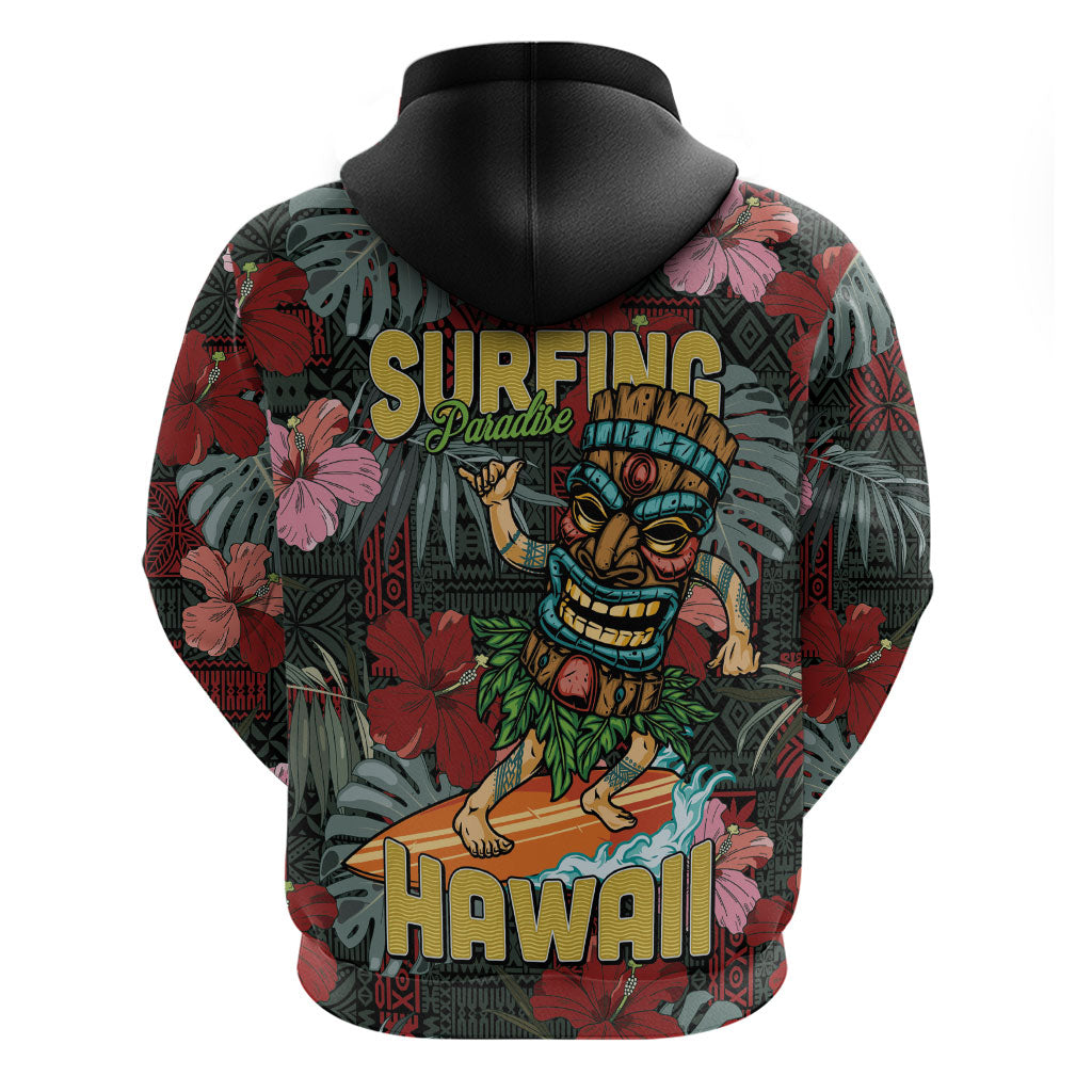 Hawaii Tiki Surfing Zip Hoodie Mele Kalikimaka i Iulai!
