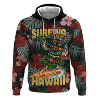 Hawaii Tiki Surfing Zip Hoodie Mele Kalikimaka i Iulai!