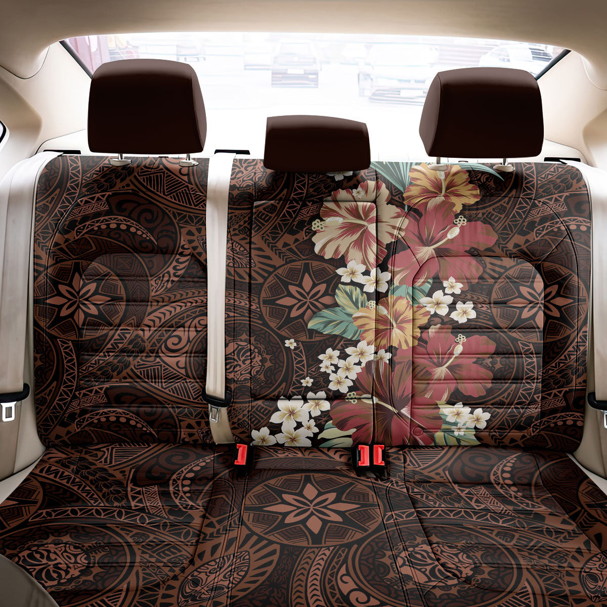 Kanoa Hawai'i Hibiscus Back Car Seat Cover Polynesian Tribal Tattoo Pattern Floral Elements