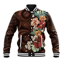Kanoa Hawai'i Hibiscus Baseball Jacket Polynesian Tribal Tattoo Pattern Floral Elements