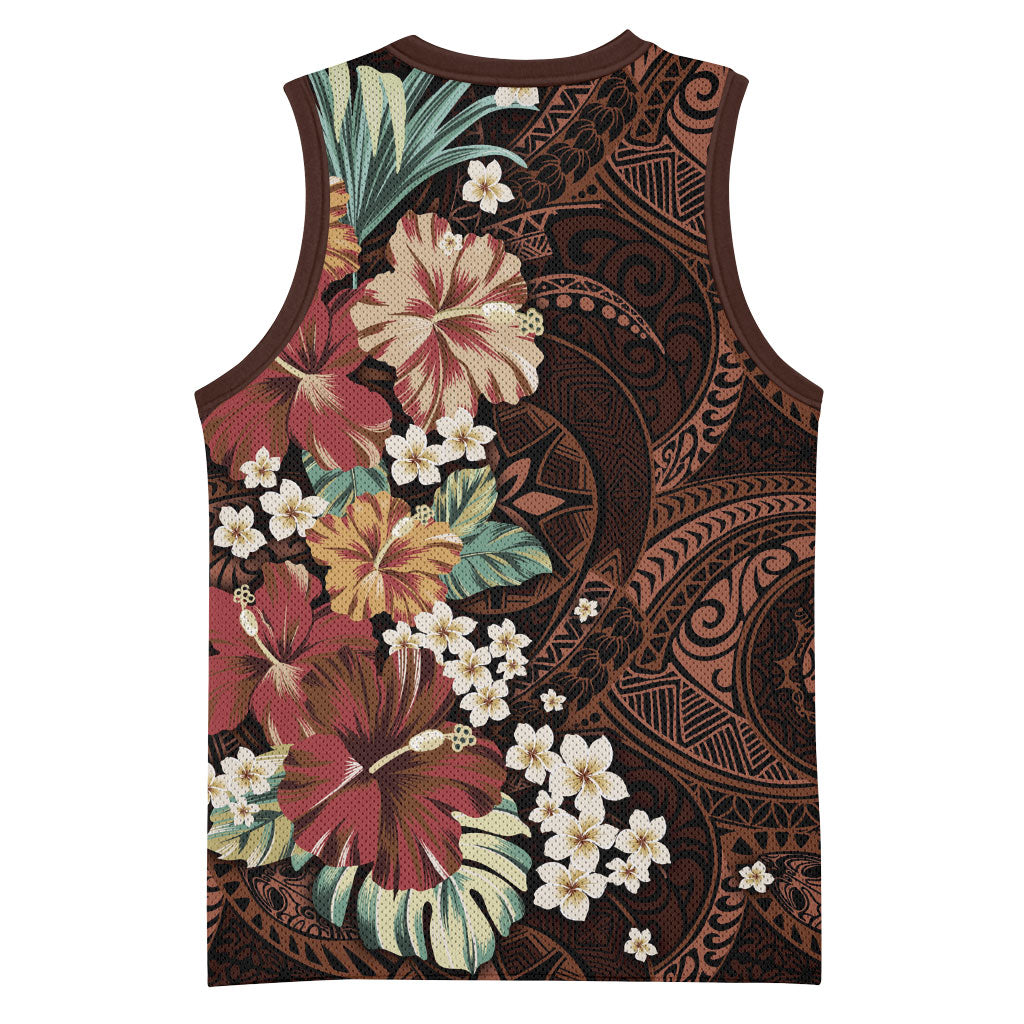 Kanoa Hawai'i Hibiscus Basketball Jersey Polynesian Tribal Tattoo Pattern Floral Elements