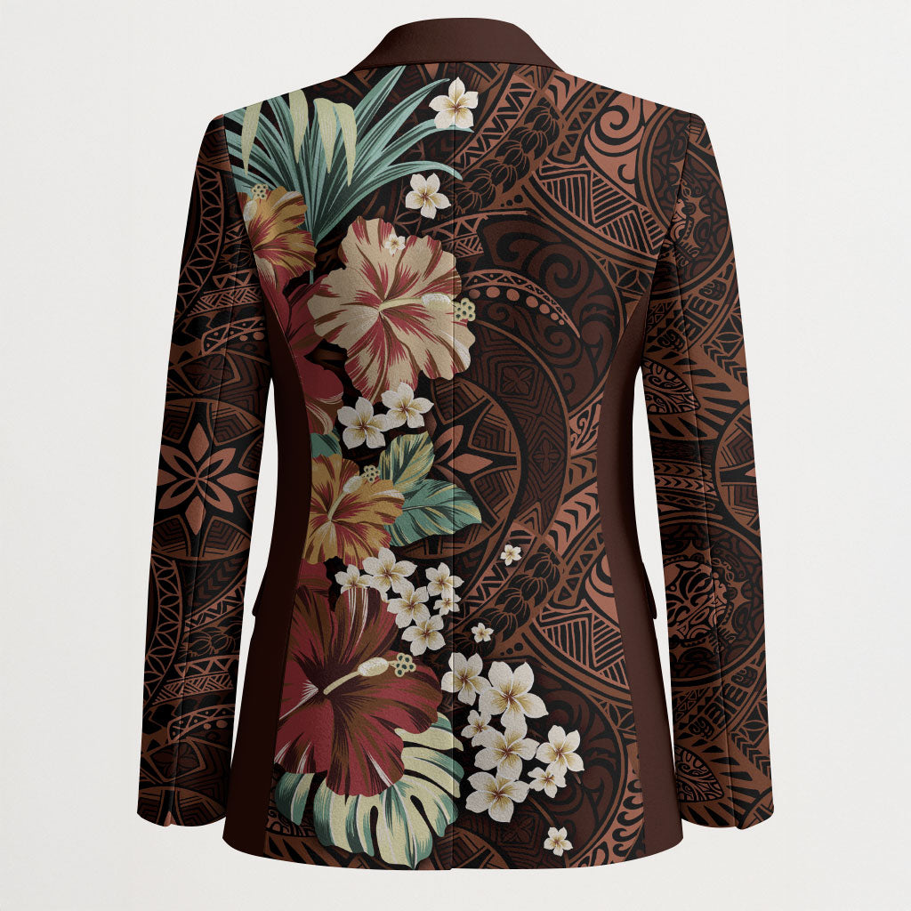 Kanoa Hawai'i Hibiscus Blazer Polynesian Tribal Tattoo Pattern Floral Elements LT9 - Polynesian Pride
