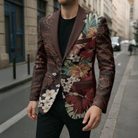 Kanoa Hawai'i Hibiscus Blazer Polynesian Tribal Tattoo Pattern Floral Elements LT9 - Polynesian Pride