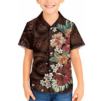 Kanoa Hawai'i Hibiscus Hawaiian Shirt Polynesian Tribal Tattoo Pattern Floral Elements LT9 - Polynesian Pride