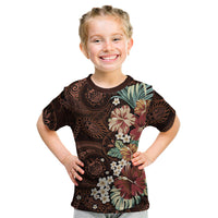 Kanoa Hawai'i Hibiscus Kid T Shirt Polynesian Tribal Tattoo Pattern Floral Elements