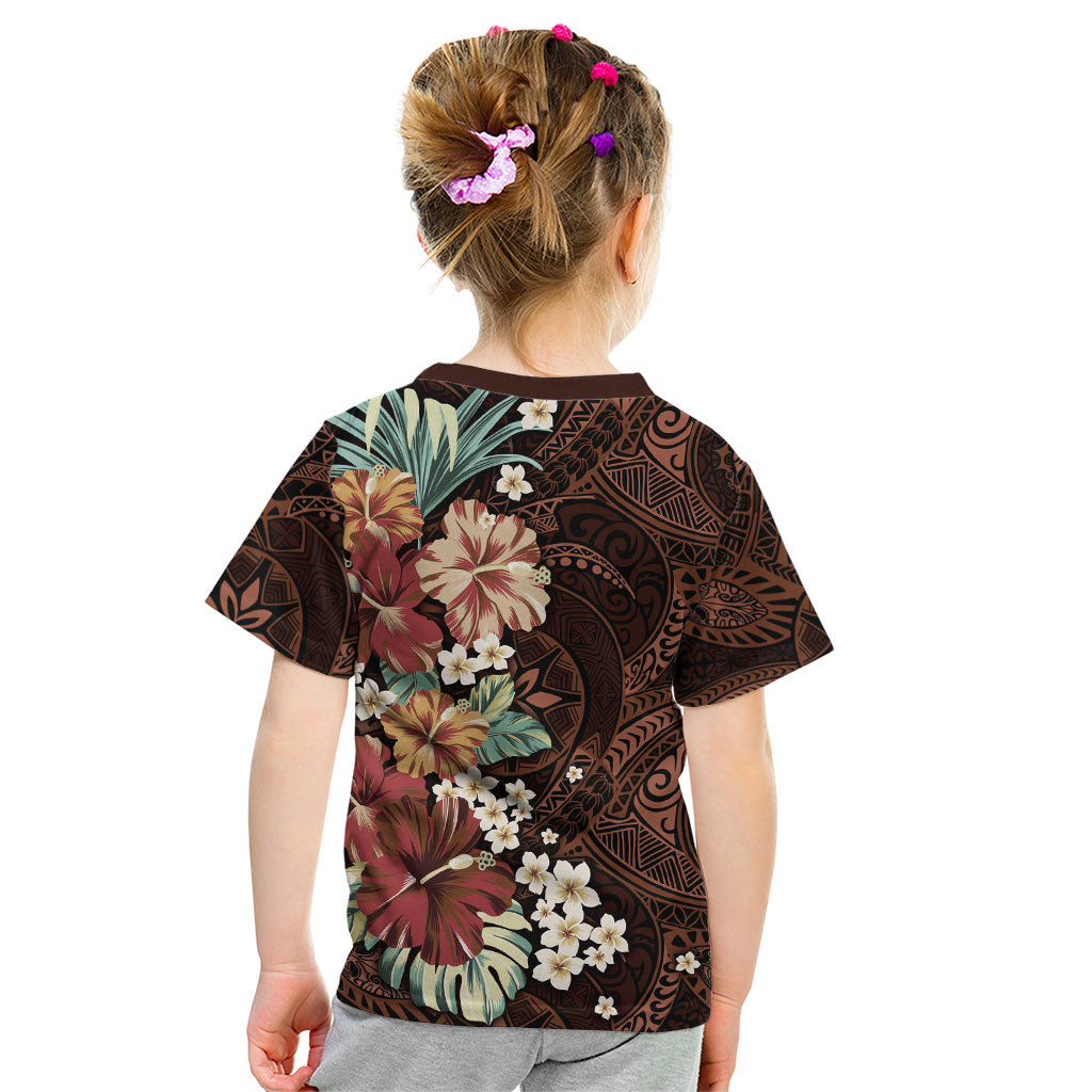 Kanoa Hawai'i Hibiscus Kid T Shirt Polynesian Tribal Tattoo Pattern Floral Elements