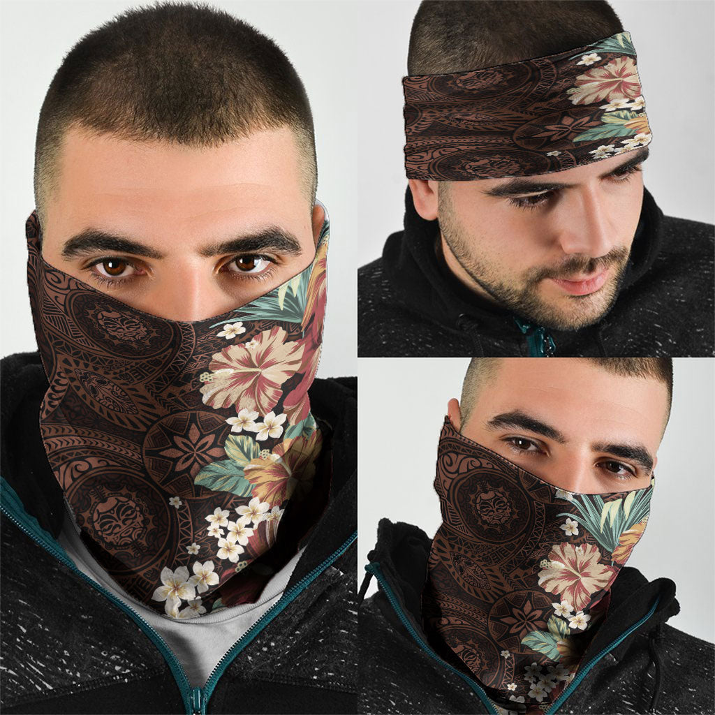 Kanoa Hawai'i Hibiscus Neck Gaiter Polynesian Tribal Tattoo Pattern Floral Elements LT9 - Polynesian Pride