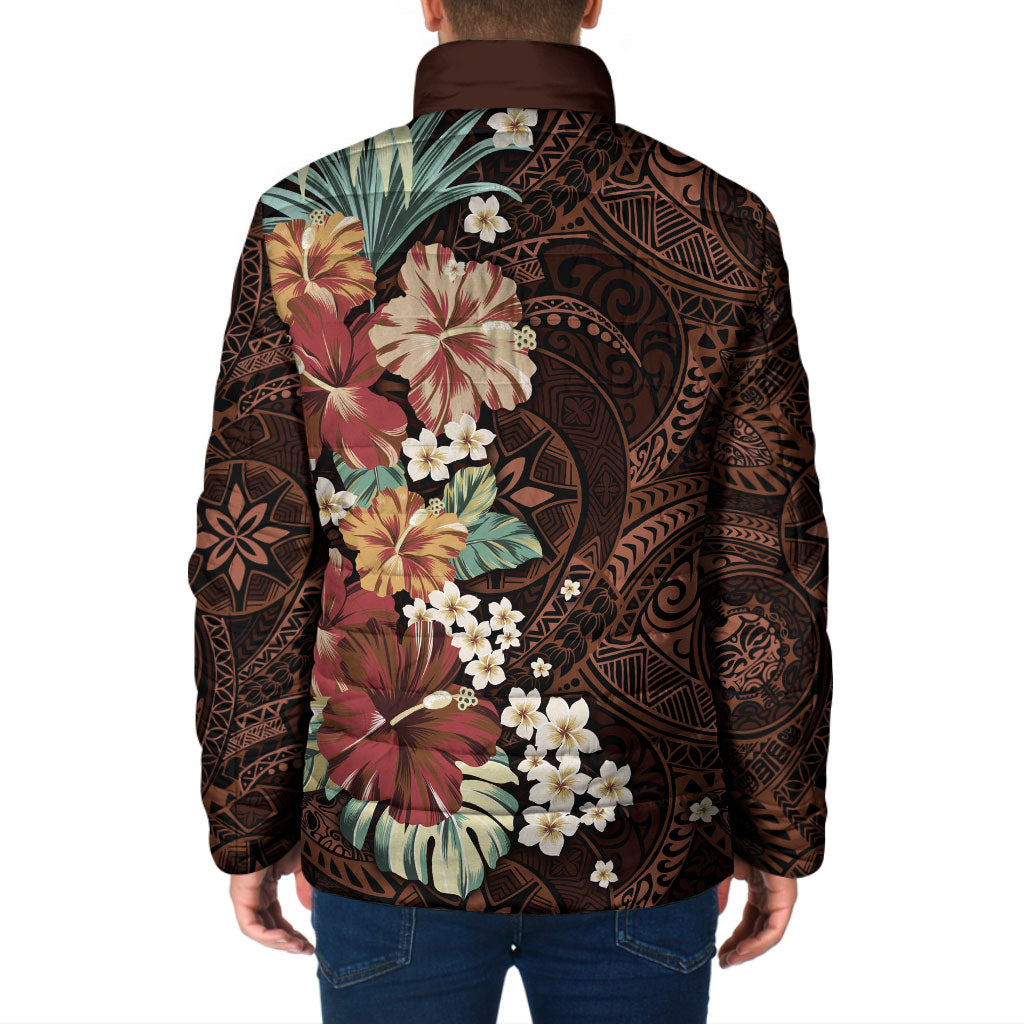 Kanoa Hawai'i Hibiscus Padded Jacket Polynesian Tribal Tattoo Pattern Floral Elements LT9 - Polynesian Pride