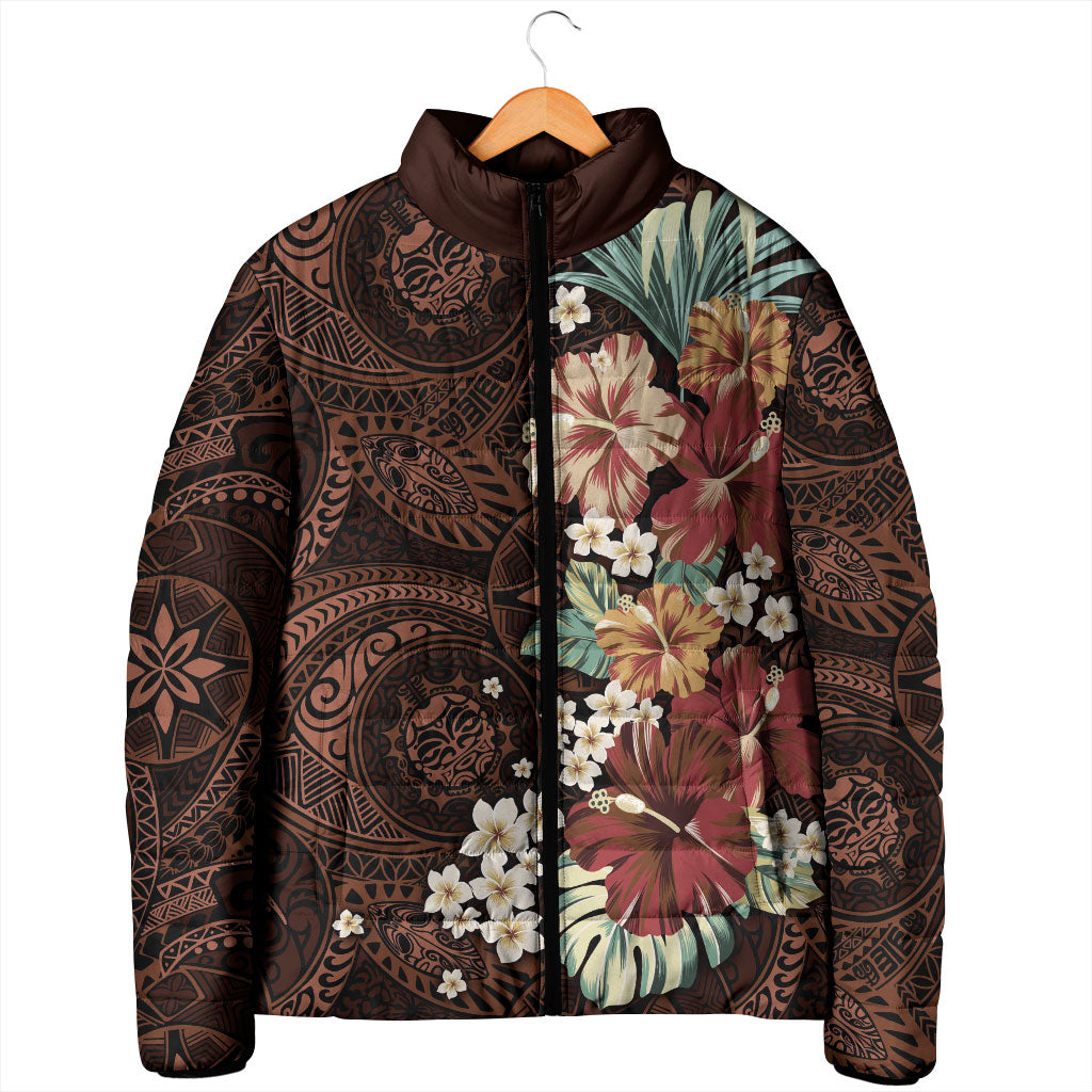 Kanoa Hawai'i Hibiscus Padded Jacket Polynesian Tribal Tattoo Pattern Floral Elements LT9 - Polynesian Pride