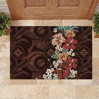 Kanoa Hawai'i Hibiscus Rubber Doormat Polynesian Tribal Tattoo Pattern Floral Elements LT9 Brown - Polynesian Pride