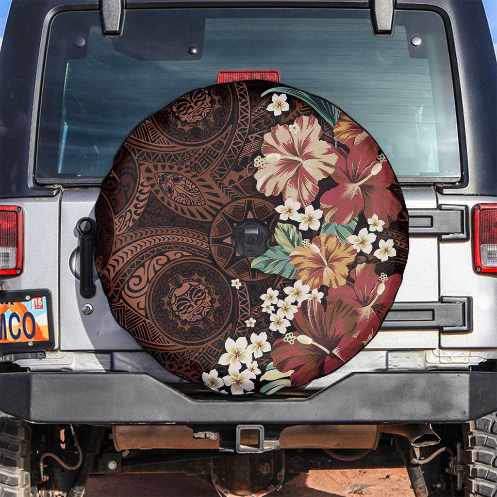 Kanoa Hawai'i Hibiscus Spare Tire Cover Polynesian Tribal Tattoo Pattern Floral Elements