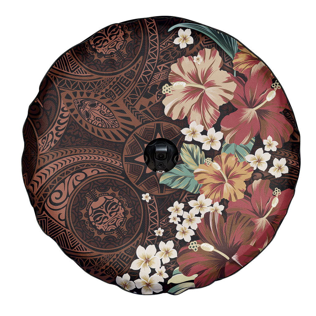 Kanoa Hawai'i Hibiscus Spare Tire Cover Polynesian Tribal Tattoo Pattern Floral Elements