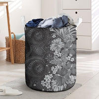 Pauli Hawai'i Hibiscus Laundry Basket Polynesian Tribal Tattoo Pattern Floral Elements LT9 Soft Black - Polynesian Pride
