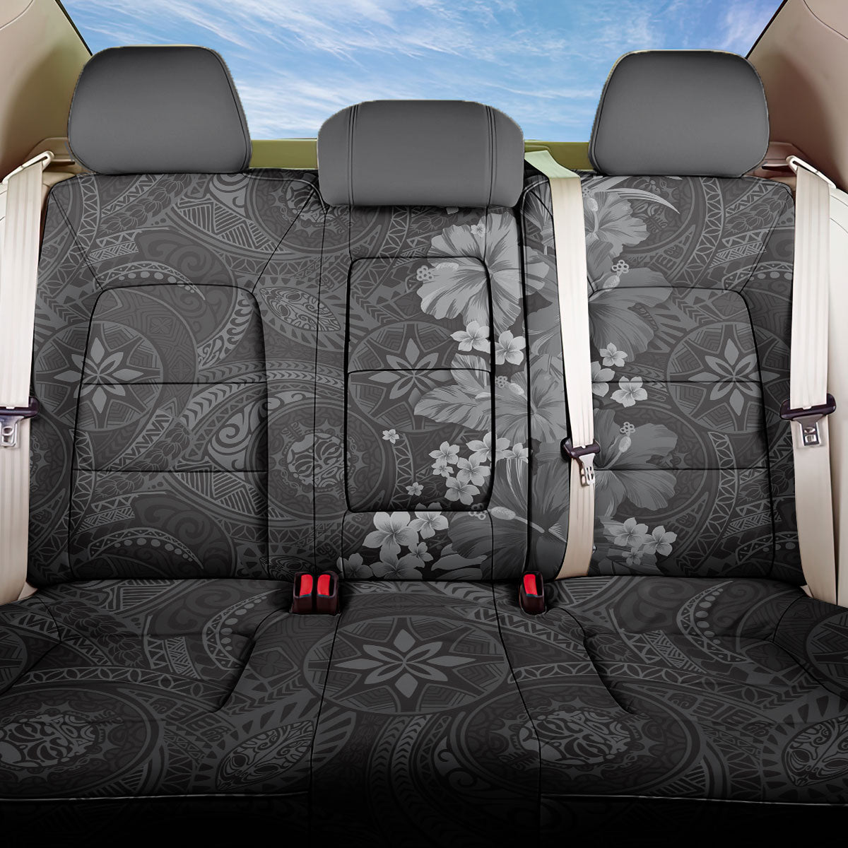 Pauli Hawai'i Hibiscus Back Car Seat Cover Polynesian Tribal Tattoo Pattern Floral Elements