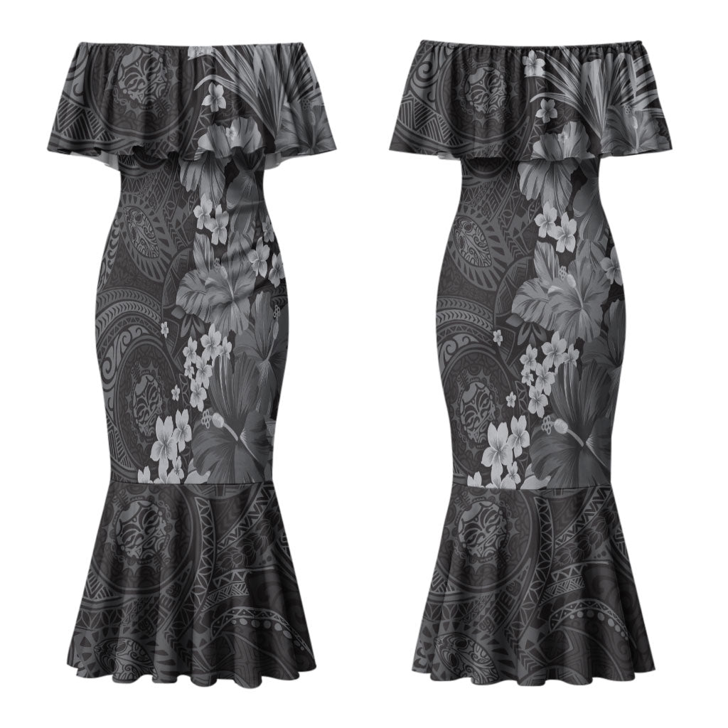 Pauli Hawai'i Hibiscus Couples Matching Mermaid Dress and Hawaiian Shirt Polynesian Tribal Tattoo Pattern Floral Elements LT9 - Polynesian Pride