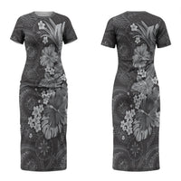 Pauli Hawai'i Hibiscus Couples Matching Short Sleeve Bodycon Dress and Hawaiian Shirt Polynesian Tribal Tattoo Pattern Floral Elements LT9 - Polynesian Pride