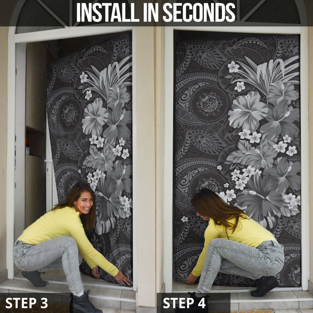 Pauli Hawai'i Hibiscus Door Cover Polynesian Tribal Tattoo Pattern Floral Elements
