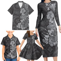 Pauli Hawai'i Hibiscus Family Matching Long Sleeve Bodycon Dress and Hawaiian Shirt Polynesian Tribal Tattoo Pattern Floral Elements LT9 - Polynesian Pride
