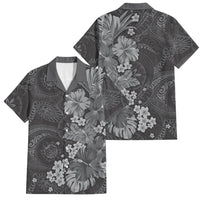 Pauli Hawai'i Hibiscus Family Matching Summer Maxi Dress and Hawaiian Shirt Polynesian Tribal Tattoo Pattern Floral Elements LT9 Dad's Shirt - Short Sleeve Soft Black - Polynesian Pride