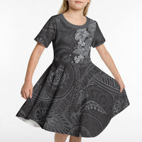 Pauli Hawai'i Hibiscus Kid Short Sleeve Dress Polynesian Tribal Tattoo Pattern Floral Elements