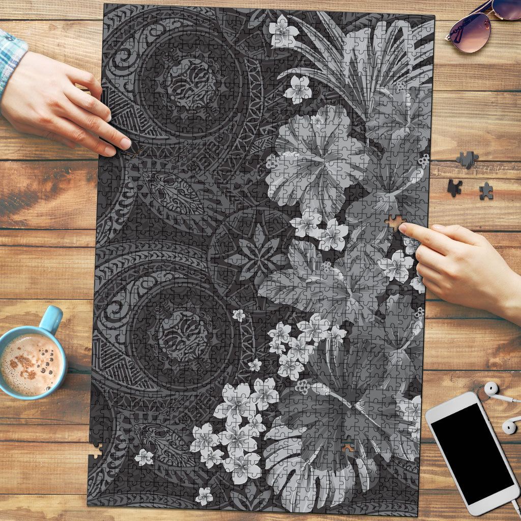 Pauli Hawai'i Hibiscus Puzzle Polynesian Tribal Tattoo Pattern Floral Elements LT9 Soft Black - Polynesian Pride