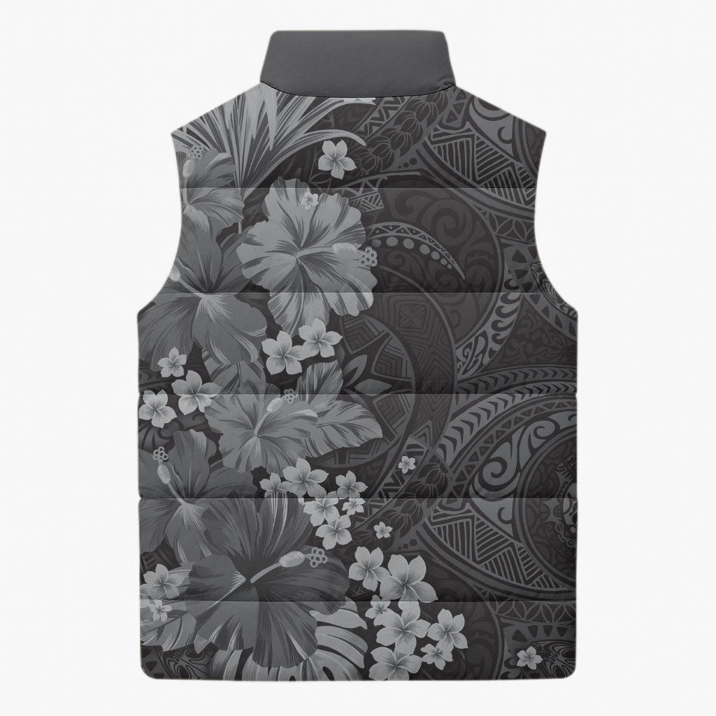 Pauli Hawai'i Hibiscus Sleeveless Puffer Jacket Polynesian Tribal Tattoo Pattern Floral Elements LT9 - Polynesian Pride