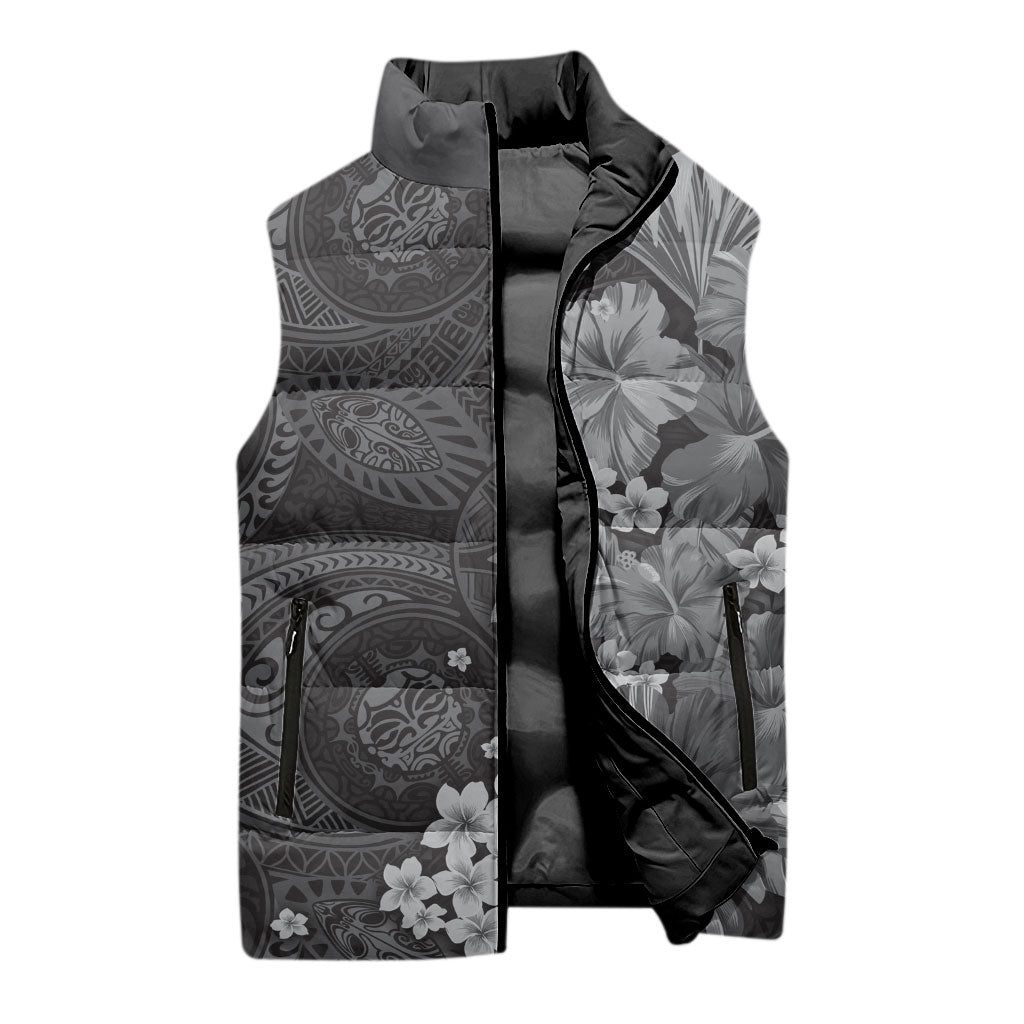 Pauli Hawai'i Hibiscus Sleeveless Puffer Jacket Polynesian Tribal Tattoo Pattern Floral Elements LT9 - Polynesian Pride
