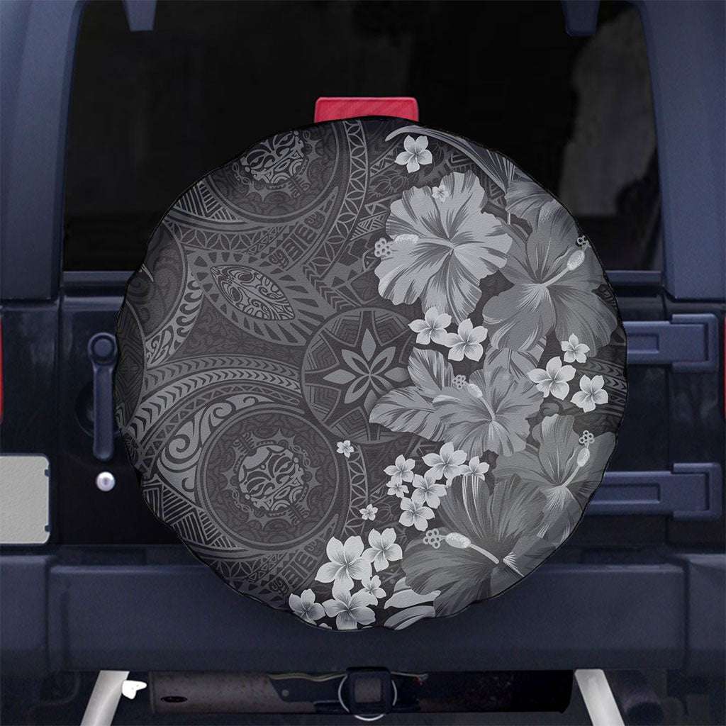 Pauli Hawai'i Hibiscus Spare Tire Cover Polynesian Tribal Tattoo Pattern Floral Elements