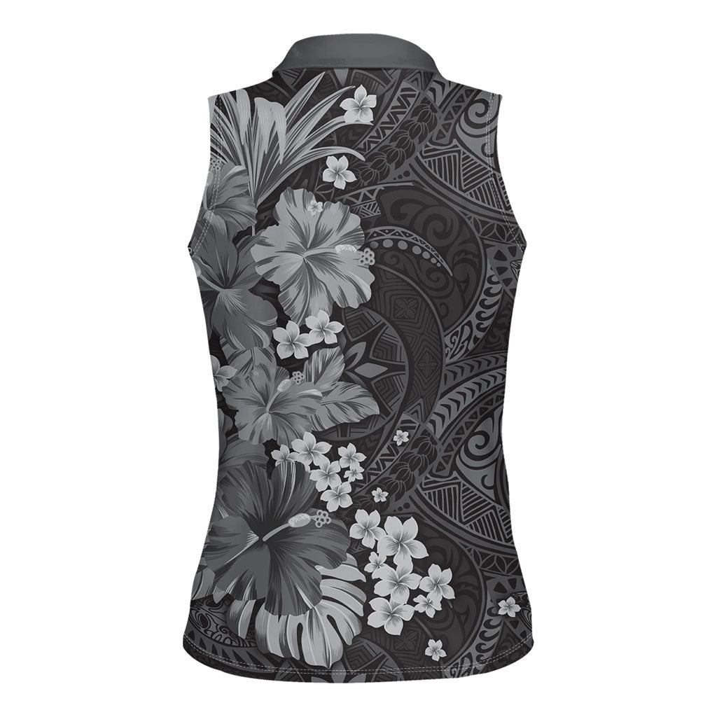 Pauli Hawai'i Hibiscus Women Sleeveless Polo Shirt Polynesian Tribal Tattoo Pattern Floral Elements LT9 - Polynesian Pride