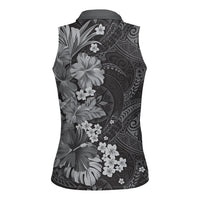 Pauli Hawai'i Hibiscus Women Sleeveless Polo Shirt Polynesian Tribal Tattoo Pattern Floral Elements LT9 - Polynesian Pride