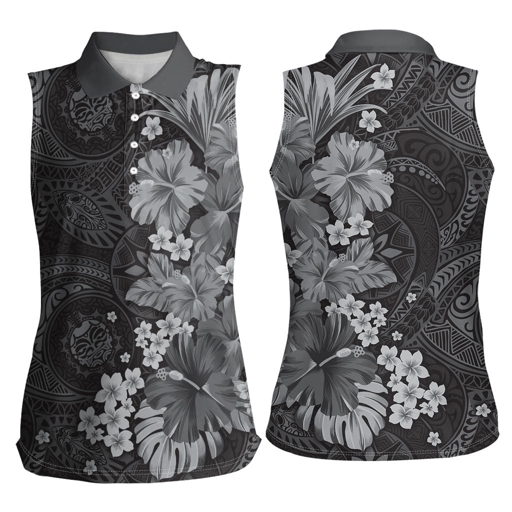 Pauli Hawai'i Hibiscus Women Sleeveless Polo Shirt Polynesian Tribal Tattoo Pattern Floral Elements LT9 - Polynesian Pride