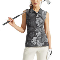 Pauli Hawai'i Hibiscus Women Sleeveless Polo Shirt Polynesian Tribal Tattoo Pattern Floral Elements LT9 - Polynesian Pride