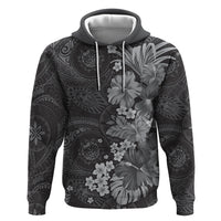 Pauli Hawai'i Hibiscus Zip Hoodie Polynesian Tribal Tattoo Pattern Floral Elements