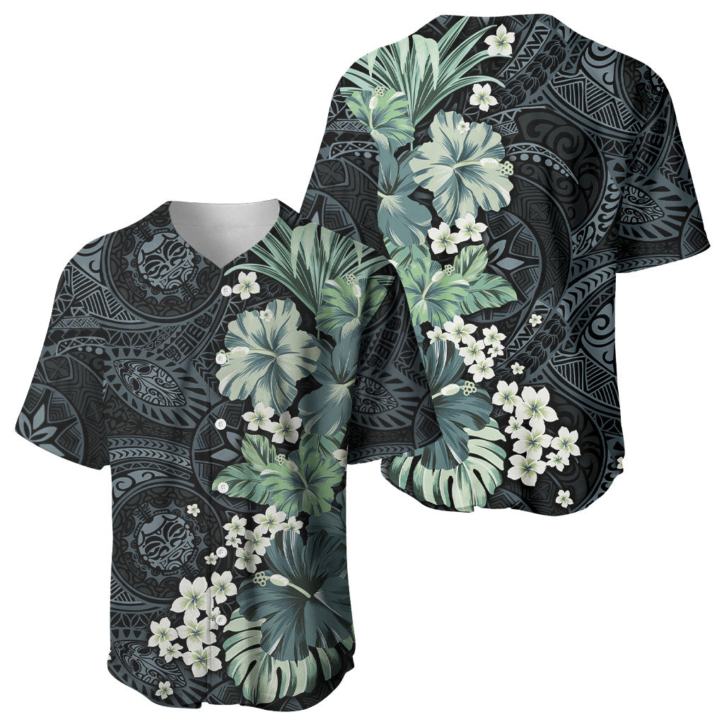 Pauliuli Hawai'i Hibiscus Baseball Jersey Polynesian Tribal Tattoo Pattern Floral Elements LT9 - Polynesian Pride