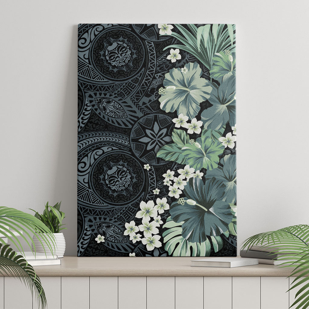 Pauliuli Hawai'i Hibiscus Canvas Wall Art Polynesian Tribal Tattoo Pattern Floral Elements