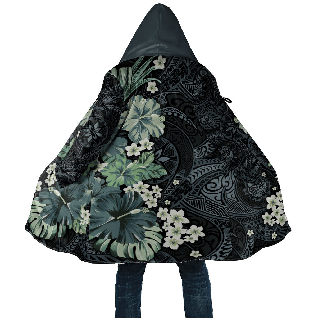 Pauliuli Hawai'i Hibiscus Cloak Polynesian Tribal Tattoo Pattern Floral Elements LT9 Unisex Charcoal Blue - Polynesian Pride