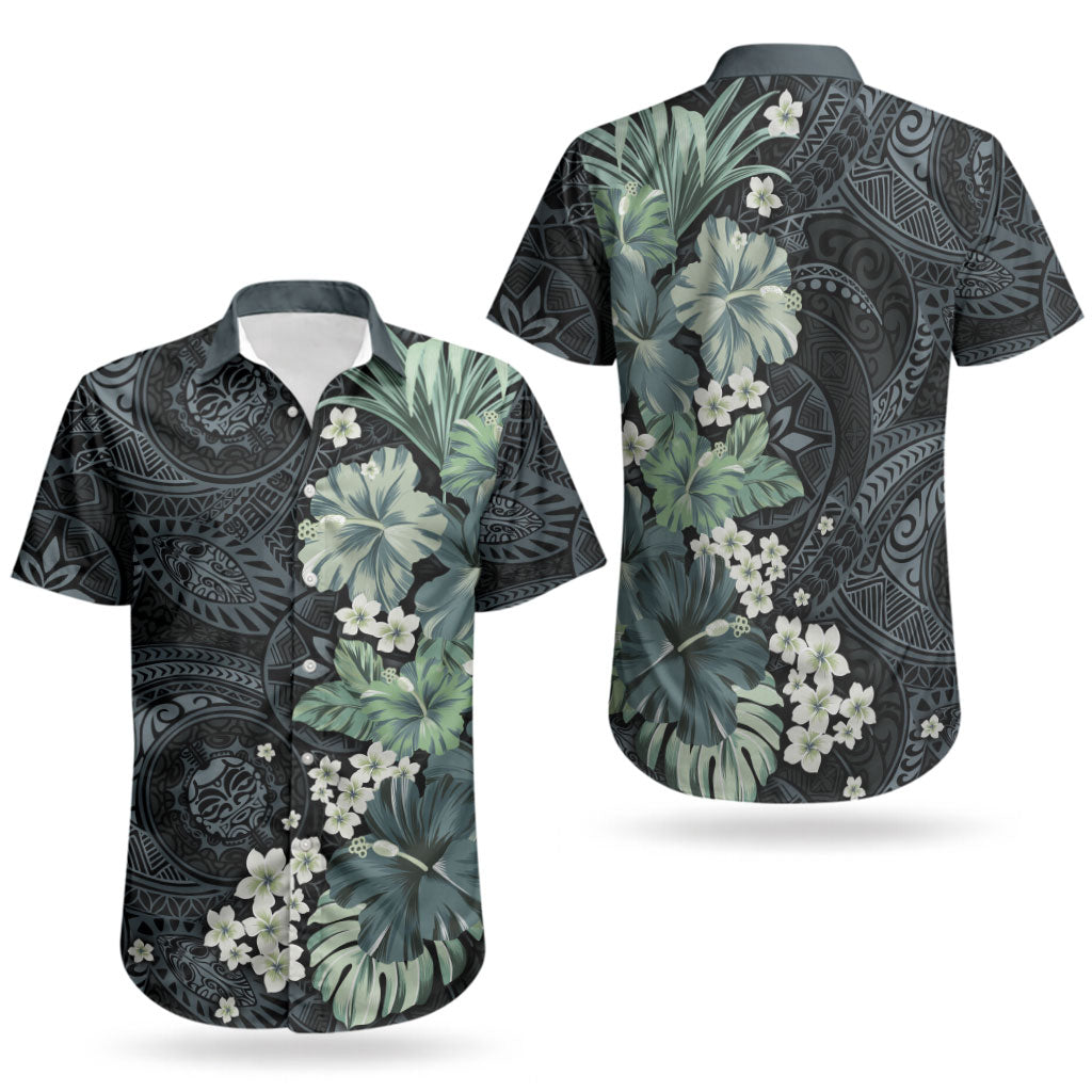 Pauliuli Hawai'i Hibiscus Couples Matching Summer Maxi Dress and Hawaiian Shirt Polynesian Tribal Tattoo Pattern Floral Elements LT9 - Polynesian Pride