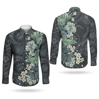 Pauliuli Hawai'i Hibiscus Couples Matching Summer Maxi Dress and Long Sleeve Button Shirt Polynesian Tribal Tattoo Pattern Floral Elements LT9 - Polynesian Pride