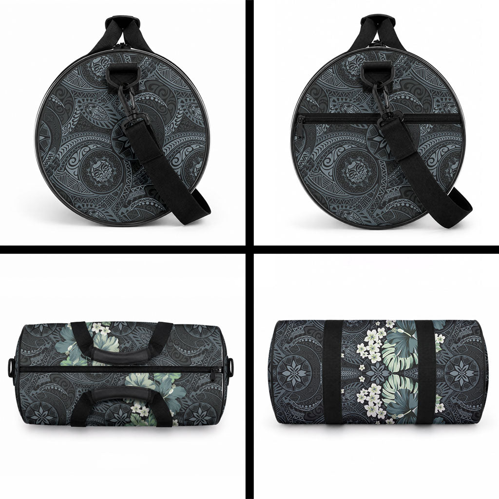 Pauliuli Hawai'i Hibiscus Duffle Bag Polynesian Tribal Tattoo Pattern Floral Elements LT9 - Polynesian Pride