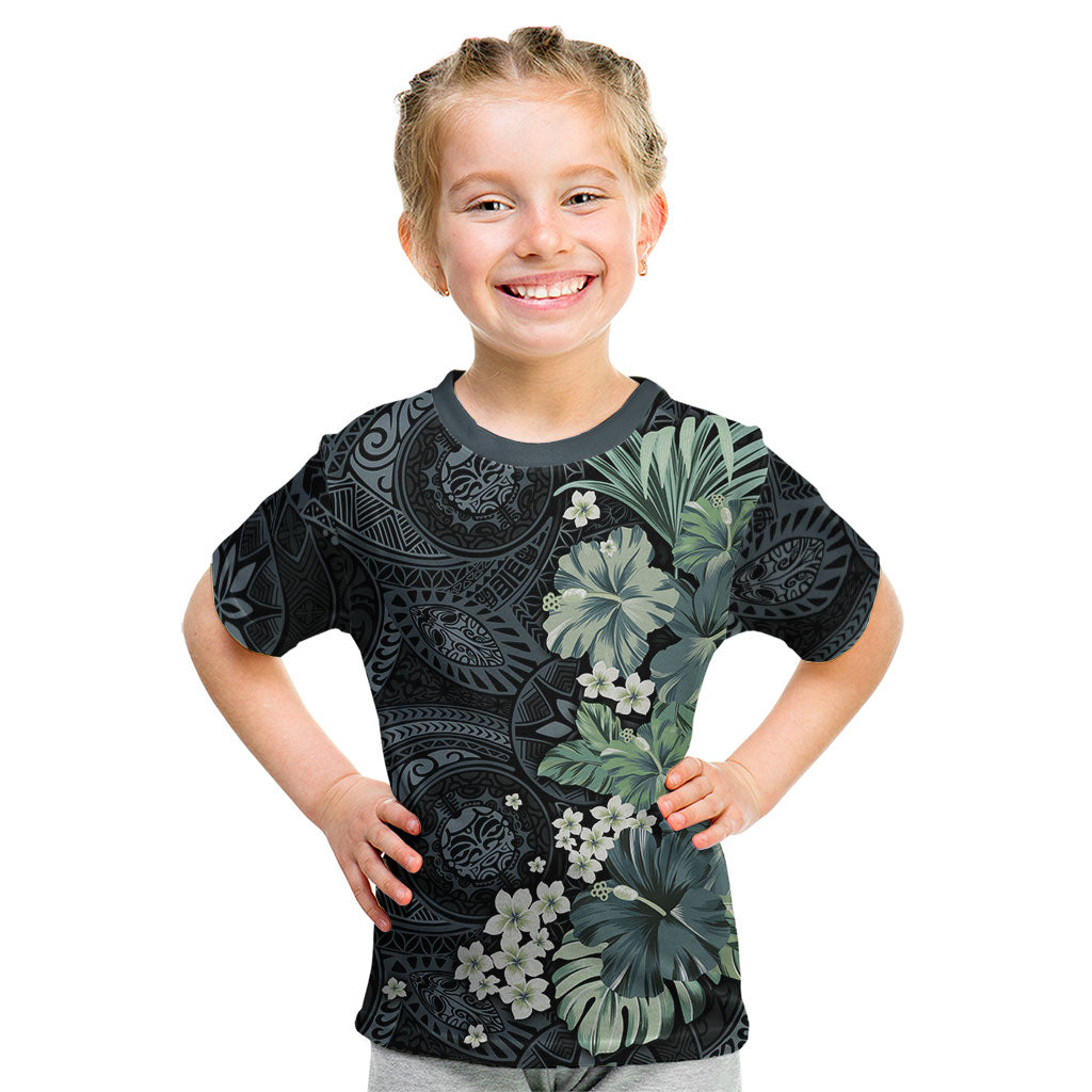 Pauliuli Hawai'i Hibiscus Kid T Shirt Polynesian Tribal Tattoo Pattern Floral Elements
