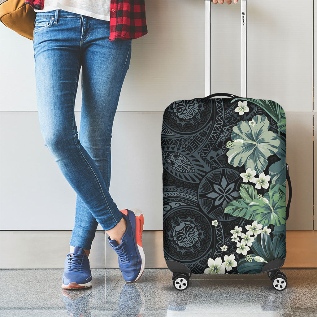 Pauliuli Hawai'i Hibiscus Luggage Cover Polynesian Tribal Tattoo Pattern Floral Elements