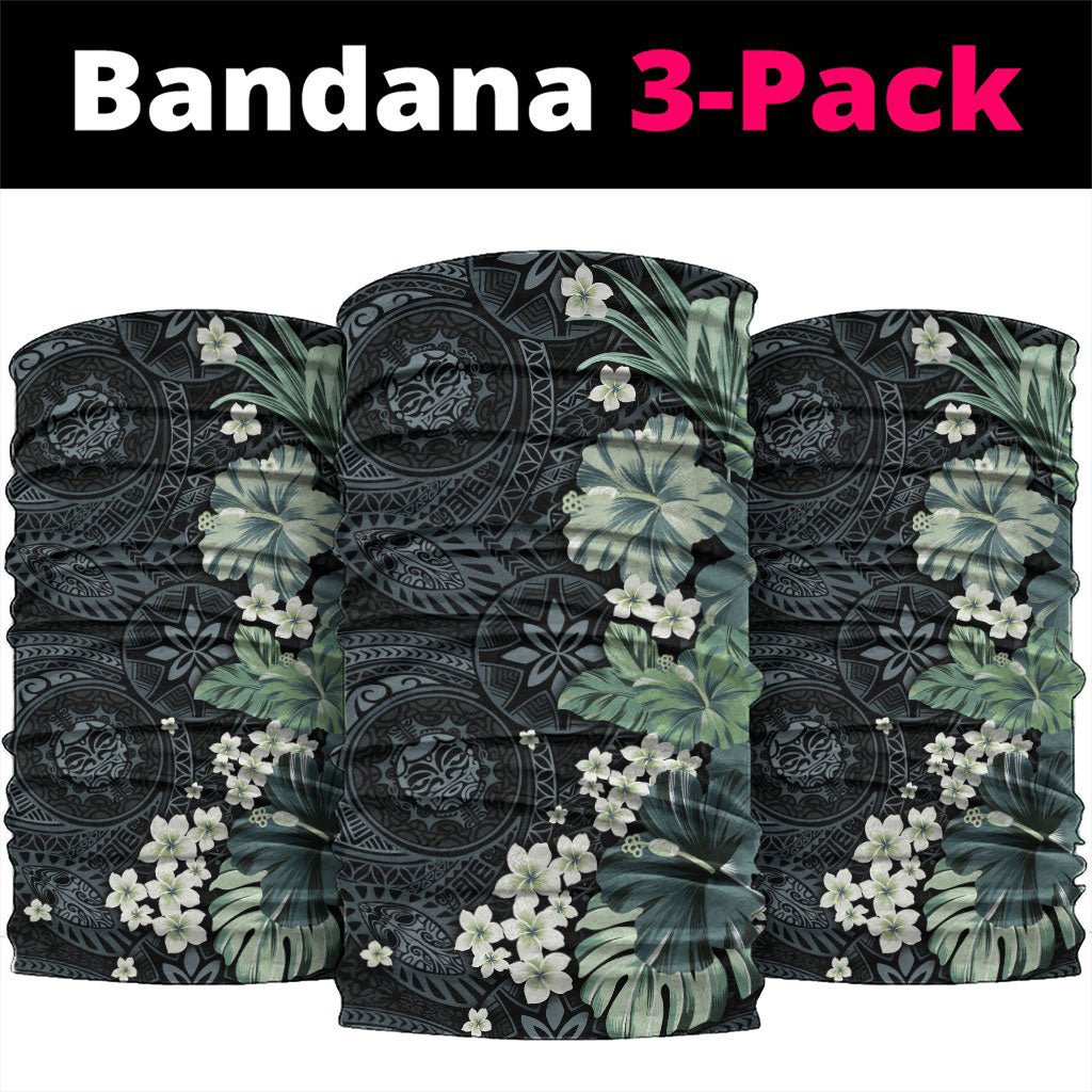 Pauliuli Hawai'i Hibiscus Neck Gaiter Polynesian Tribal Tattoo Pattern Floral Elements LT9 package One Size: 25*50cm Charcoal Blue - Polynesian Pride