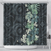 Pauliuli Hawai'i Hibiscus Shower Curtain Polynesian Tribal Tattoo Pattern Floral Elements LT9 - Polynesian Pride